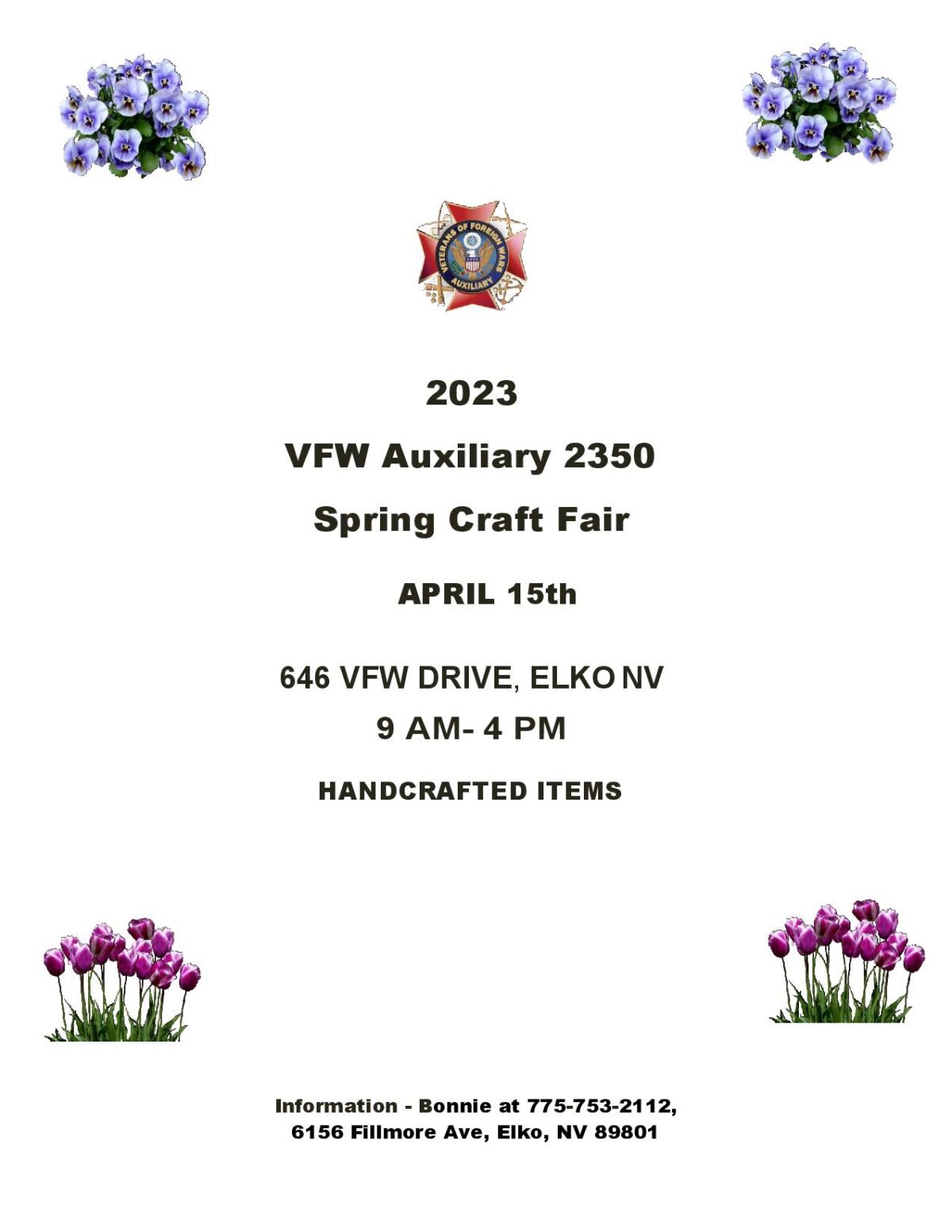 2023 VFW Auxiliary 2350 Spring Craft Fair Explore Elko